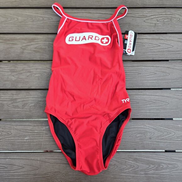 TYR Life Guard Red Diamondfit Durafast  One Piece Women Size 30 New - Picture 1 of 4